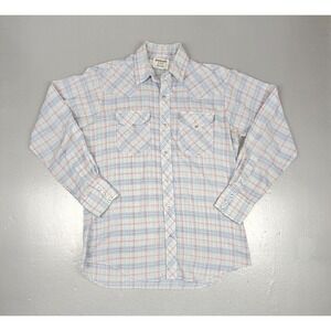 Vintage Ruddock Bros Western Shirt Mens XL White Plaid Pearl Snap‎ VTG USA Made
